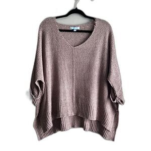 She + Sky Oversized Taupe Brown Sweater One Size Boho